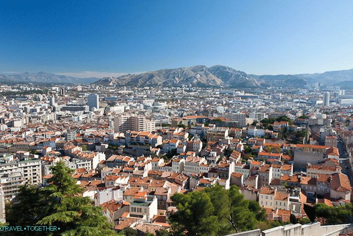 Město Marseille s ptačí perspektivy