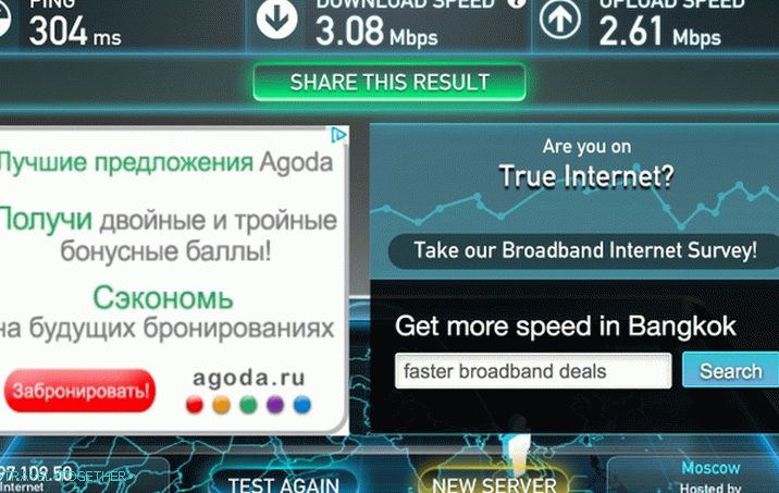 Rychlost a ping do Moskvy