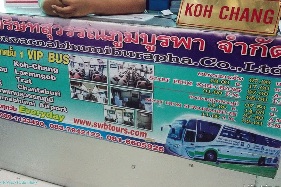 Minibass a autobusy do Koh Chang z letiště v Bangkoku
