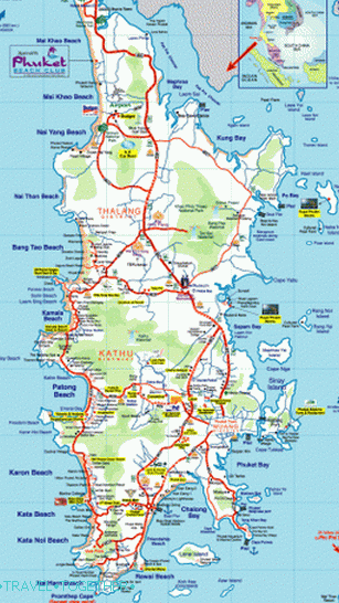 Phuket Mapa s plážemi