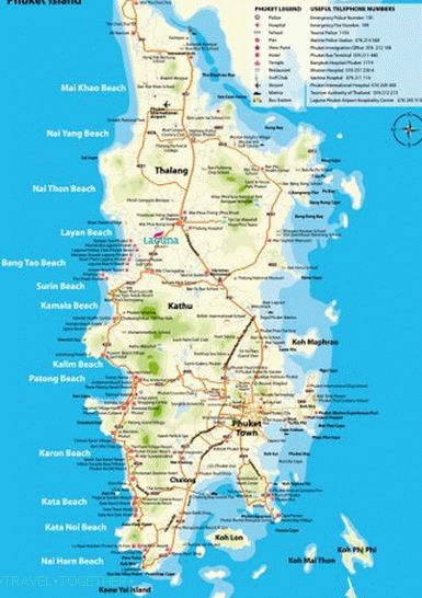 Phuket Mapa s plážemi