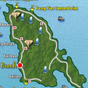 Mapa pláží ostrova Koh Chang