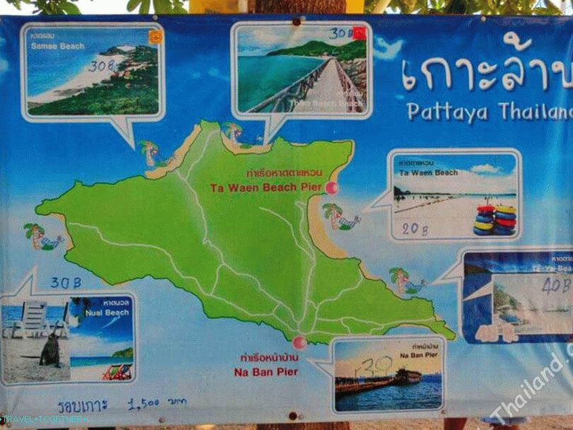 Mapa Koh Lana s plážemi