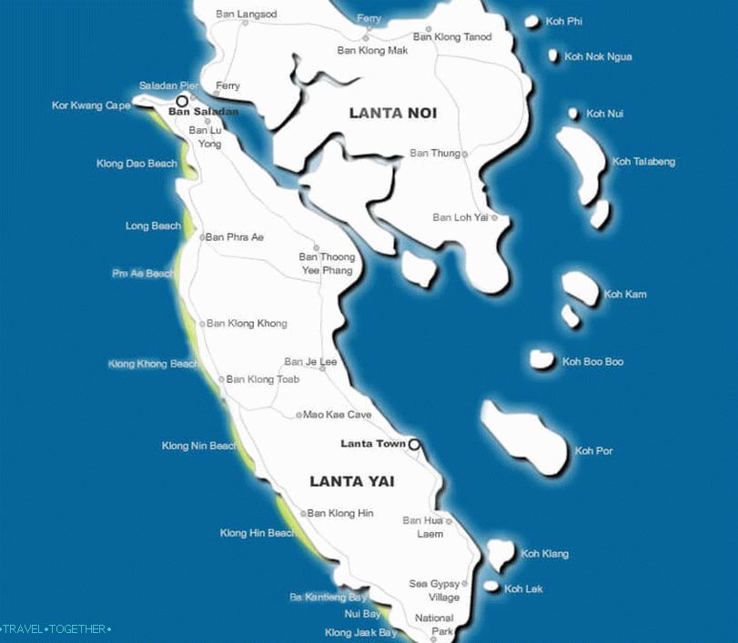 Mapa pláží Koh Lanta
