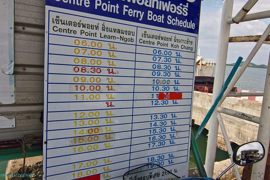 Rozvrh trajektu do Koh Changu z kotviště Center Point Pier