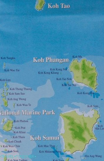 Poloha Samui, Phangan a Tao v Thajském zálivu
