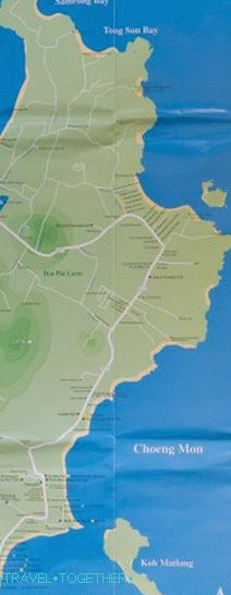 Mapa pláže Chong Mon a Thong Son