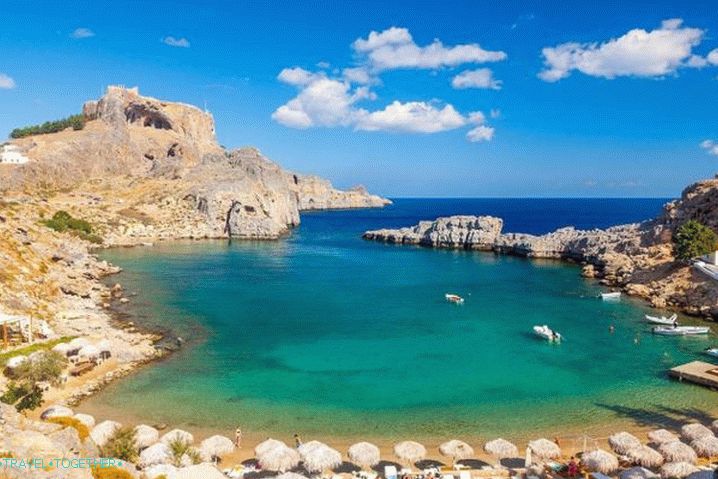 Počasí na Rhodosu v červenci - Pláž Agios Pavlos Lindos na Rhodosu