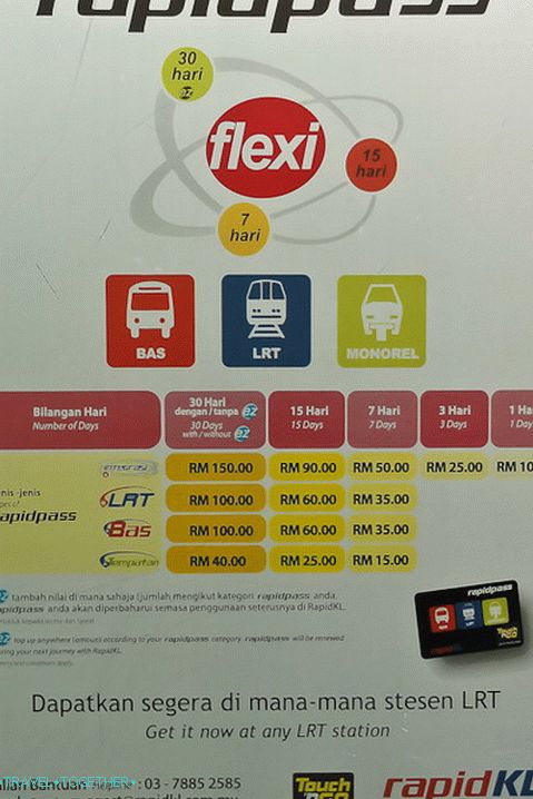 Náklady na sezónní jízdenky na autobus a metro v Kula Lumpur Náklady na sezónní jízdenky na autobus a metro v Kula Lumpur