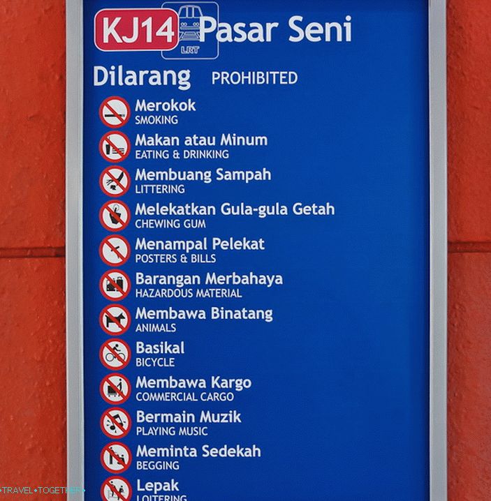Co je v metru Kuala Lumpur zakázáno Co je v metru Kuala Lumpur zakázáno
