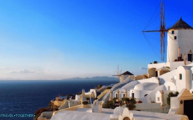Větrné mlýny na Santorini