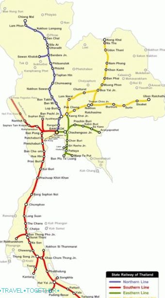 Železniční mapa Thajska